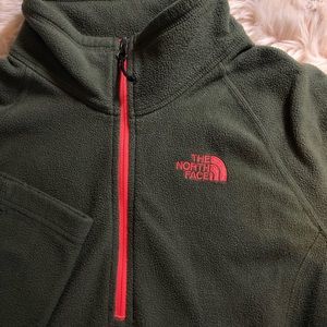 Green & Pink North Face Quarter Zip. Size M